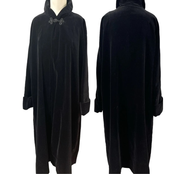 Vintage 50’s Vogue Couturier Design Black Long Opera Coat S/M - Picture 1 of 7